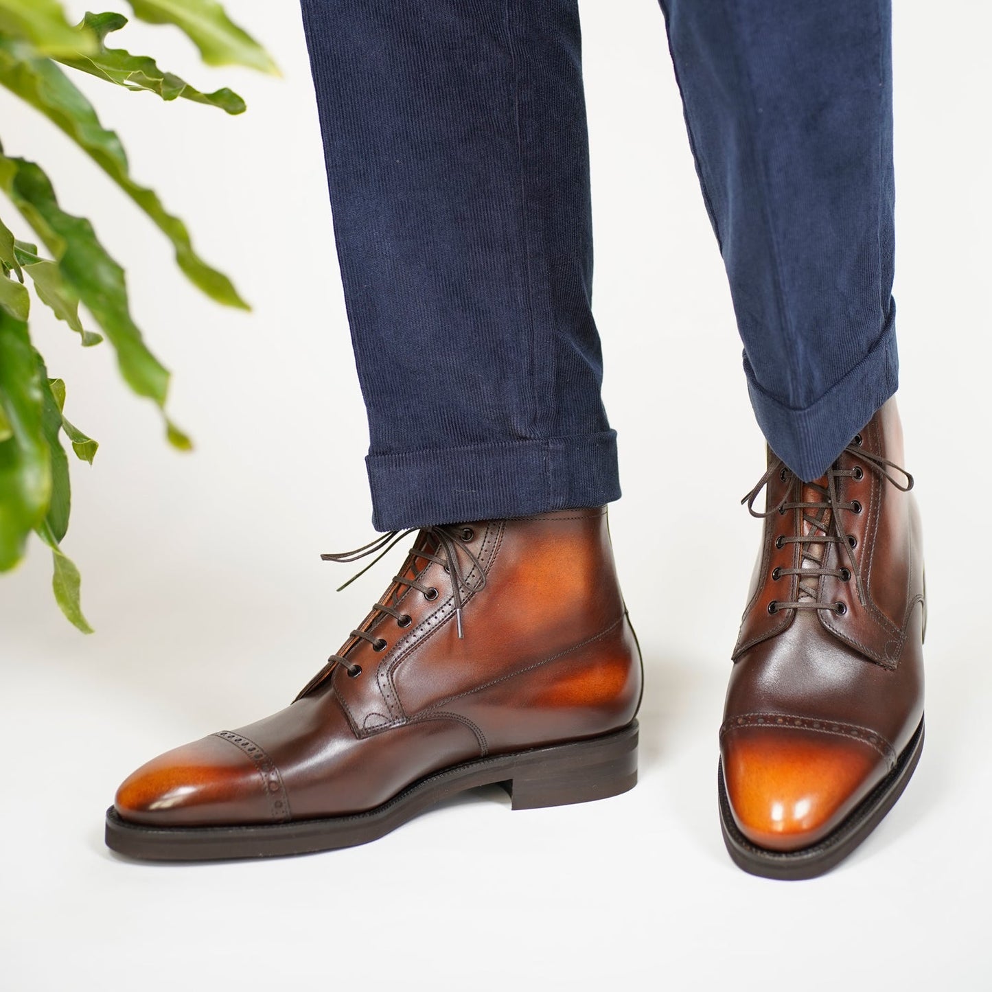 Brossa Derby Boot - Brown & Cognac Patina