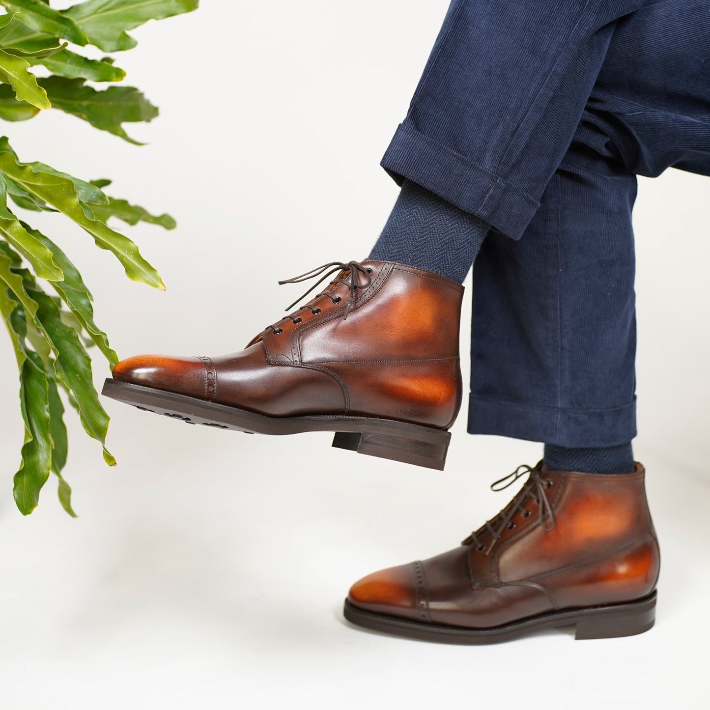 Brossa Derby Boot - Brown & Cognac Patina